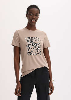 Leopardikuvioinen t-paita - taupe-beige-musta-taupe-valkoinen-leopardipainatus - bonprix
