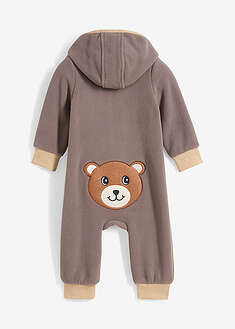 Hupullinen fleecehaalari nalleapplikaatiolla - keskiruskea - bonprix