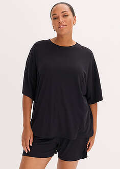 Oversize-shortsipyjama pehmeästä modaalisekoitteesta - musta - bonprix