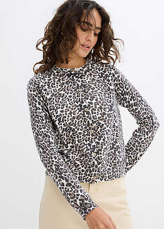 Hienoneuloksinen leopardikuvioinen neuletakki - beige-leopardipainatus - bonprix