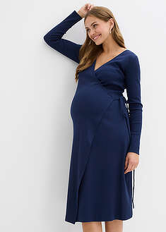 Ribattu luomupuuvillasekoitteinen kietaisumekko raskausaikaan ja sen jälkeen