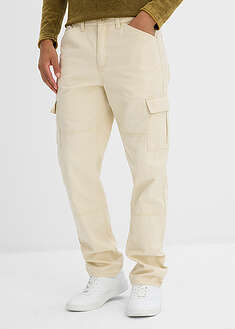 Suoralahkeiset reisitaskuhousut puuvillakanvaasista, Relaxed Fit