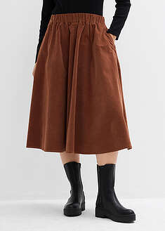 Vakosamettihame puuvillasekoitteesta - punaruskea - bonprix