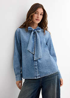 Rusettisomisteinen farkkupaita - vaaleansininen denim - bonprix