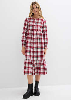 Midipituinen flanellimekko - luumunpunainen-ruudullinen - bonprix