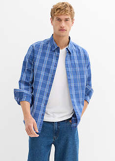 Pitkähihainen kauluspaita puhtaasta puuvillasta - vaalea indigo-villanvalkoinen-taivaansininen ruudullinen - bonprix