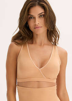 Bralette-rintaliivit kiiltävästä materiaalista - vaaleanruskea - bonprix