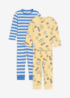 Pyjama puhtaasta luomupuuvillasta (4-os. setti) - indigo-villanvalkoinen+kellertävänbeige-painokuvioitu - bonprix