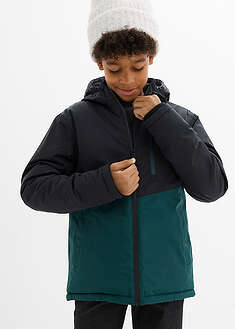 Vedenpitävä talvitakki väripalkeilla ja hupulla