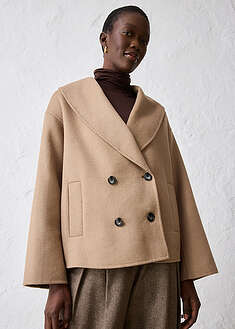 Ylimitoitettu takki pehmeästä villasekoitteesta - khakibeige - bonprix