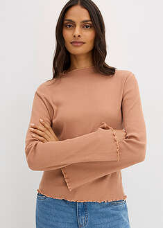 Ribbipaita puhtaasta puuvillasta - vaaleanruskea - bonprix