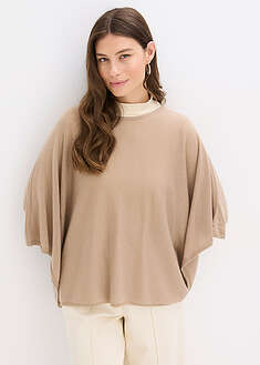 Lyhyt villaponcho - khakibeige - bonprix