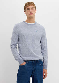 Ohut neulepusero puuvillasekoitteesta - meleerattu savunsininen - bonprix