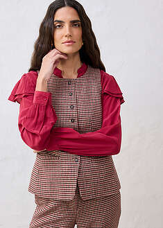 Liivi villasekoitusta - matta vaaleanruskea-tummansininen ruudullinen - bonprix