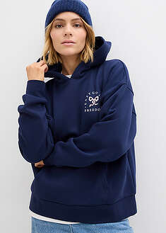 Oversize-collegepaita puuvillasekoitteesta - tummansininen painokuvioitu - bonprix