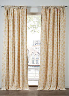 Jakardikankainen verho luomupuuvillasta (1 kpl/pakkaus) - kermanvalkoinen-kulta - bonprix