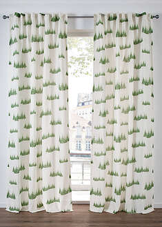 Verho kuusipainatuksella (1 kpl/pakkaus) - vihreä-kermanvärinen - bonprix