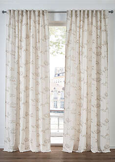 Talvimaisemainen verho, saatavilla myös erittäin pitkänä (1 kpl/pakkaus) - villanvalkoinen/vaaleanharmaa - bonprix