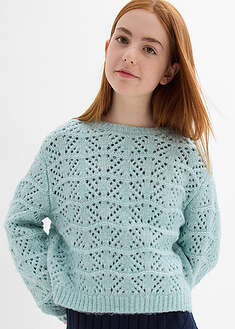 Suurineuloksinen neule reikäkirjonnalla