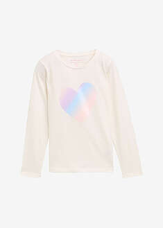 Tom Tailor pitkähihainen paita puhtaasta puuvillasta - villanvalkoinen painokuvioitu - Tom Tailor