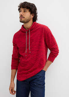 Shaalikauluksinen pitkähihainen paita - meleerattu punainen - bonprix