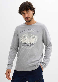 Pitkähihainen paita (2kpl/pakkaus) - tummansininen-painokuvioitu+meleerattu vaaleanharmaa-painokuvioitu - bonprix