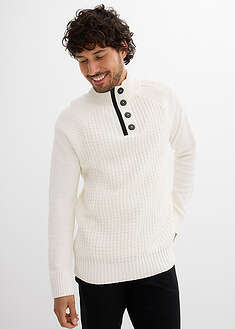 Kohopintainen pystykaulusneule kierrätetyllä puuvillalla