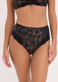 Hohtavasti painokuvioidut maksialushousut - musta - metallinhohtoinen kupari - bonprix