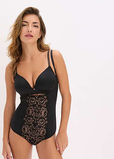 Kevyesti muotoileva kimallepitsinen body - musta - metallinhohtoinen kupari - bonprix