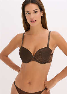 Kevyesti topatut rintaliivit kimaltavasta materiaalista - musta-kupari - bonprix