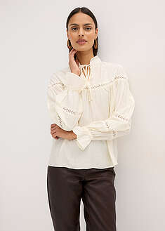 Pään yli puettava pusero ohutta viskoosisekoitusta - helmenvalkoinen - bonprix