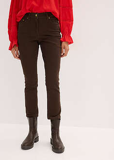 Tvillihousut joustavasta puuvillasekoitteesta - pesty tummanruskea - bonprix