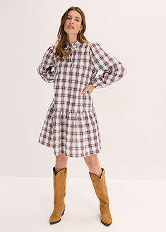 Oversize-mekko - helmenvalkoinen-musteensininen-laavanpunainen-vaalea khaki-tummanruskea ruudullinen - bonprix