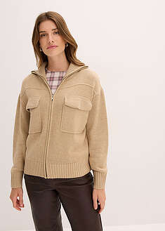 Oversize-neuletakki - meleerattu vaalea khaki - bonprix