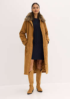 Topattu trenssitakki irrotettavalla turkiskauluksella - konjakinruskea - bonprix