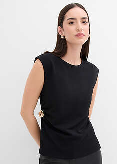 Koristesoljellinen toppi kreppikankaasta - musta - bonprix