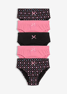 Alushousut pehmeästä luomupuuvillasekoitteesta (5 kpl/pakkaus) - musta+matta pinkki+painokuvioitu - bonprix