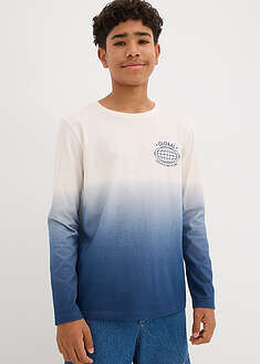 Pitkähihainen paita puhtaasta luomupuuvillasta - villanvalkoinen-syvänsininen - bonprix