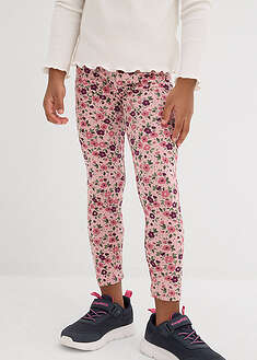 Leggingsit joustavasta luomupuuvillasekoitteesta (2kpl/pakkaus) - matta violetti+vaaleanpunainen-kukallinen - bonprix