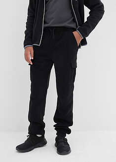 Fleecekankaiset reisitaskuhousut, Regular Fit - musta - bonprix