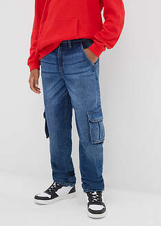 Loose fit -mallin alaspäin kapenevat trikoovuorilliset lämpöfarkut - sininen denim - bonprix