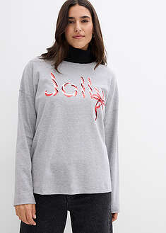 Pitkähihainen paita puhtaasta luomupuuvillasta - meleerattu vaaleanharmaa - bonprix