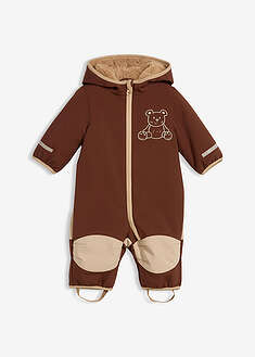 Hupullinen teddyfleecevuorinen softshell-haalari - tummanruskea-vaalea beige - bonprix