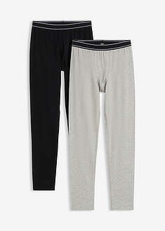 Pitkät alushousut pehmeästä luomupuuvillasta (2 kpl/pakkaus) - musta+meleerattu vaaleanharmaa - bonprix