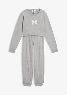 Oloasu pehmeää puuvillaa lyhyellä collegepaidalla - meleerattu vaaleanharmaa - bonprix