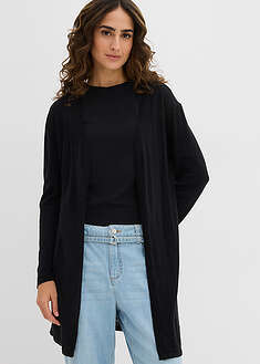 Avoin pitkä neuletakki - musta - bonprix