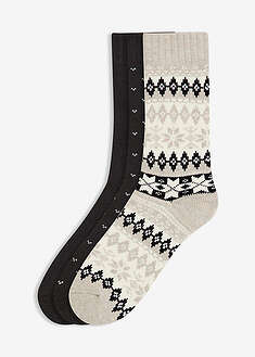 Termosukat pehmeällä froteevuorilla (3 parin pakkaus) - musta + beige-meleerattu harmaa - bonprix