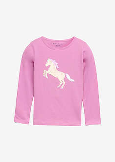 Tom Tailor pitkähihainen paita puhtaasta puuvillasta - fuksianpunainen-painokuvioitu - Tom Tailor