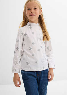 Pitkähihainen paita joustavasta luomupuuvillasekoitteesta (2 kpl/pakkaus) - tummansininen+valkoinen-painokuvioitu - bonprix