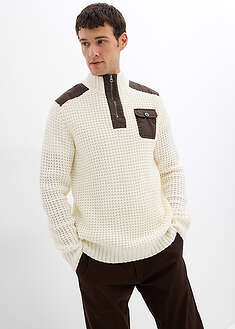 Paksuneuloksinen vetoketjuneule kangaskappaleilla